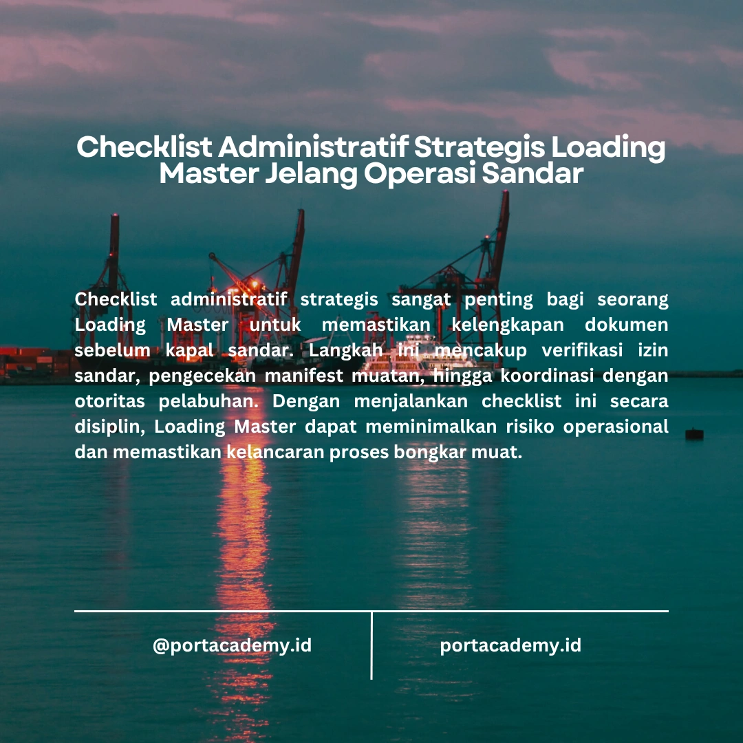 Checklist Loading Master sebelum Kapal Sandar